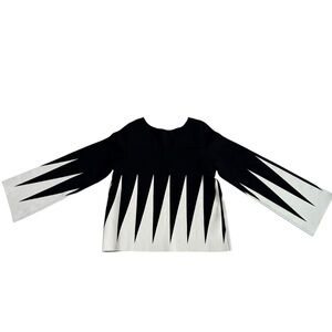 MS MIN Architectural Knit Top Small Black Ivory Geometric Sculptural Avant Garde